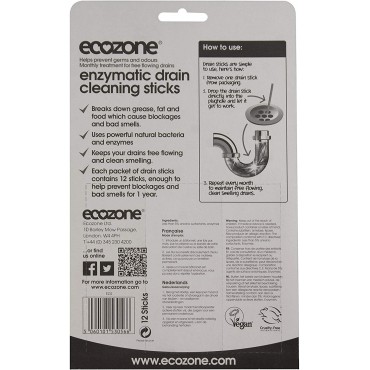 Ecozone Enzymatic Drain Sticks, 12 each